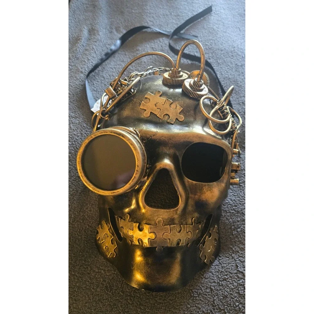 Steampunk Skull Mask Goggles Gears Costume Accessory Halloween Party Cosplay‎